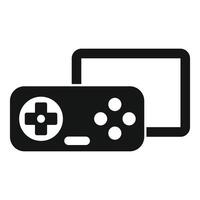 Game console connected to gamepad controller icon vector