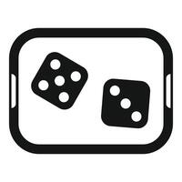 Two dice showing different numbers inside a tray for board games vector