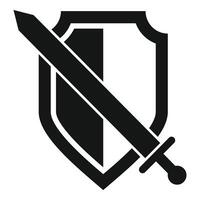 Black and white shield and sword logo representing security and protection vector