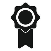 Black round blank guarantee seal with ribbon icon vector