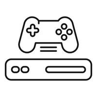 Game console with controller resting on top, gaming setup icon vector