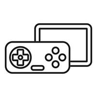 Gamepad controlling screen device line icon representing gaming vector