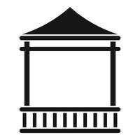Simple wooden gazebo with roof standing on white background vector