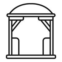 Wooden gazebo with round roof for resting in park vector