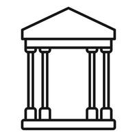 Ancient greek building facade with columns line art icon vector