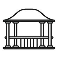 Wooden gazebo with roof standing on four pillars vector