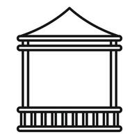 Simple line icon of a wooden gazebo with railing vector