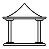 Asian style gazebo with two pillars and pointed roof vector