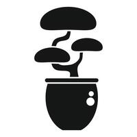 Small bonsai tree growing in a clay pot icon vector