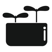 Two young plants growing from smartphone in simple black and white minimalist style vector