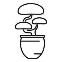 Bonsai tree growing in a pot icon outline style vector