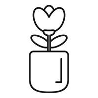 Simple line art of a flower growing inside of a pot vector