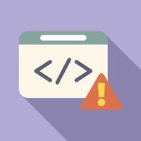 Web development code window showing warning error message vector