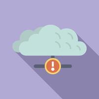 Cloud computing network showing warning exclamation point icon vector