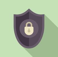Shield is protecting a padlock, providing safety and privacy vector