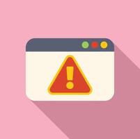 Browser window displaying error warning notification vector