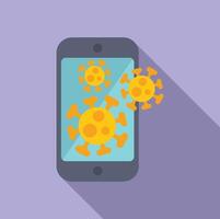 Smartphone showing virus entering cyberspace through internet vector