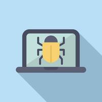 Laptop showing virus detected warning with a bug symbol vector