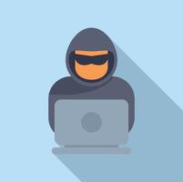 Cyber security threat with hacker using laptop for stealing data vector