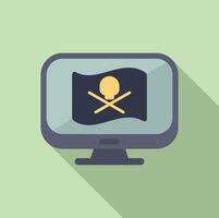 Computer showing pirate flag cyber attack risk vector