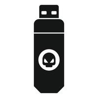 Usb flash drive showing skull icon representing digital threat vector