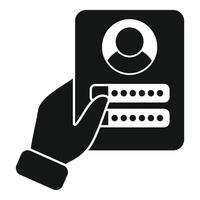 Hand holding id card entering password access vector