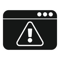 Internet browser window displaying error message with exclamation point vector