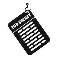 Top secret classified document hanging on hook icon vector