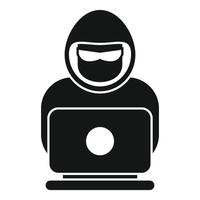 Hacker is using a laptop to commit cyber crime vector