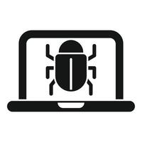 Computer bug infecting laptop screen icon vector