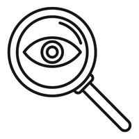 Magnifying glass focusing on eye security concept line icon vector