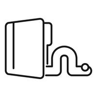 Line art icon of a computer worm stealing data from a folder vector