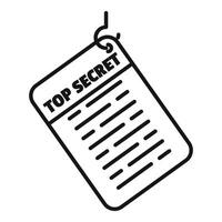 Top secret document hanging with hook presenting classified information vector