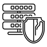 Data server security breach with broken shield icon vector