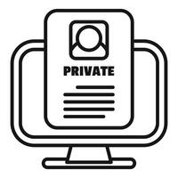 Private document showing on computer screen for privacy protection vector