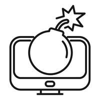 Bomb about to explode on a computer screen vector