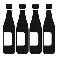 Four identical bottles standing in a row with blank labels vector