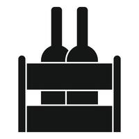 Wine bottles standing in wooden crate for delivery vector