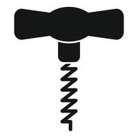 Corkscrew with wings for opening wine bottle icon, simple style vector