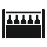 Wine bottles standing in a wooden box icon simple style vector