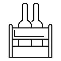 Wine bottles standing in a wooden crate for shipping vector
