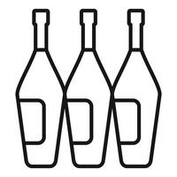 Three bottles with blank labels standing together for branding vector