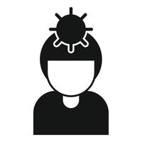 Simple black and white icon of a man having a great idea vector