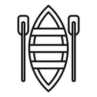 Wooden boat with oars for rowing in top view vector