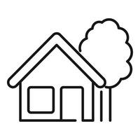 Line drawing of a house with tree representing home vector