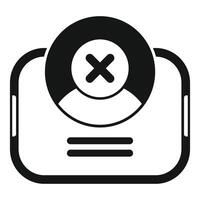 Smartphone showing user account blocked with cross mark icon vector