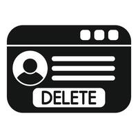 Delete account internet window user data removing vector