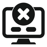 Computer showing error message with cross mark icon vector