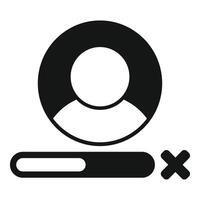 User account being deleted with progress bar icon vector