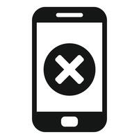 Smartphone showing cross sign showing delete error or cancel concept vector